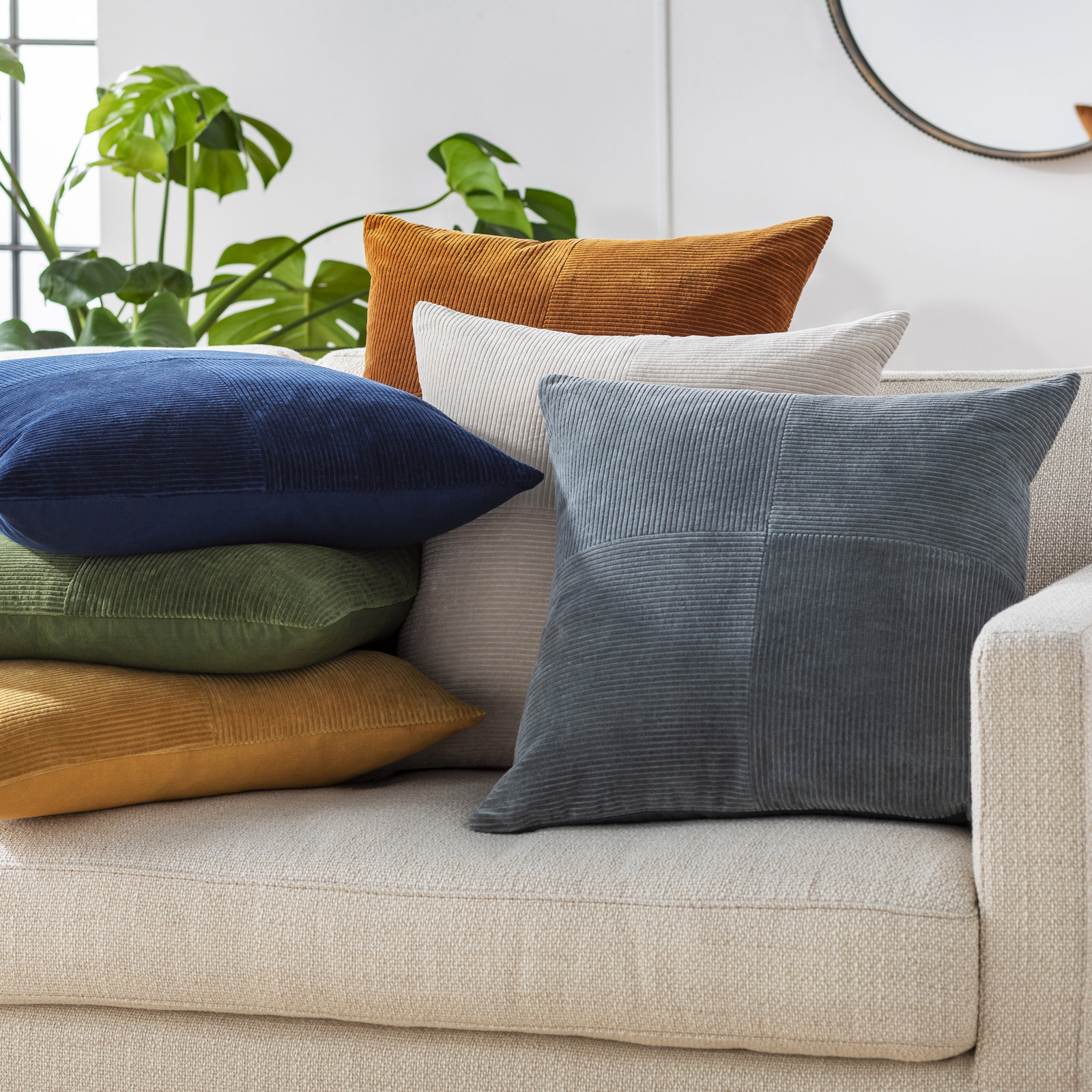 Selma Cotton Pillow Cover, 22" x 22", Olive