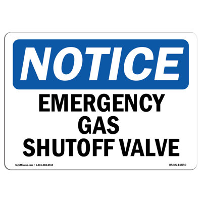 Emergency Gas Shutoff Valve Sign