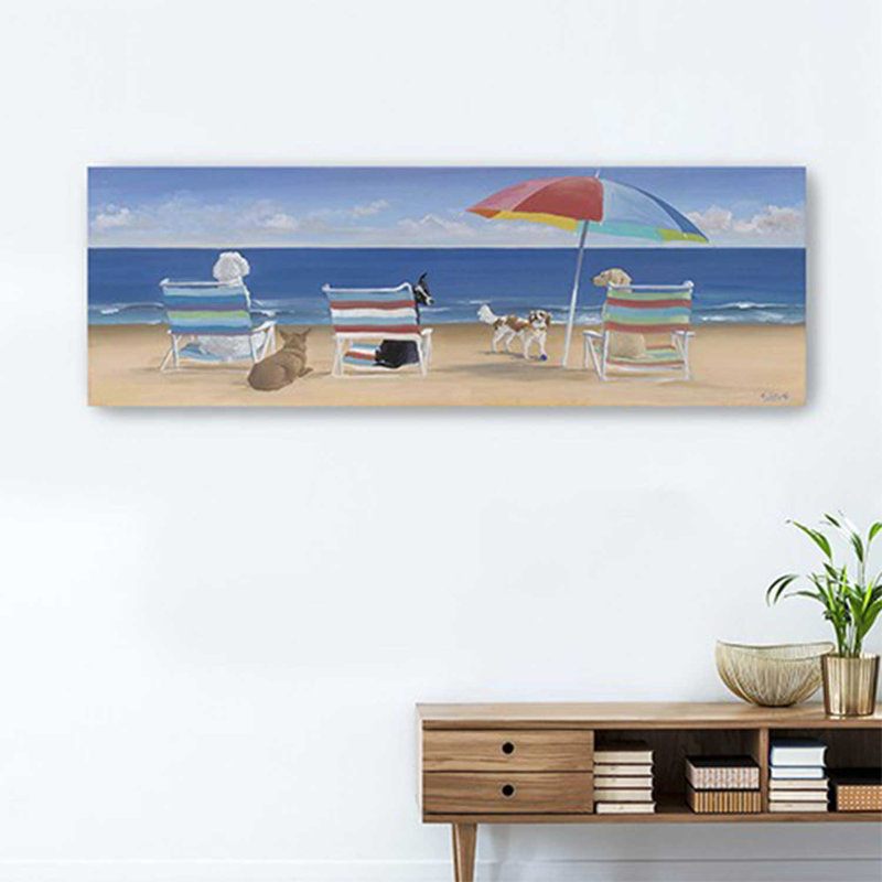 «Dogs Perfect Beach Day», art mural sur toile, H 10 po x l 30 po x P 1,25 po