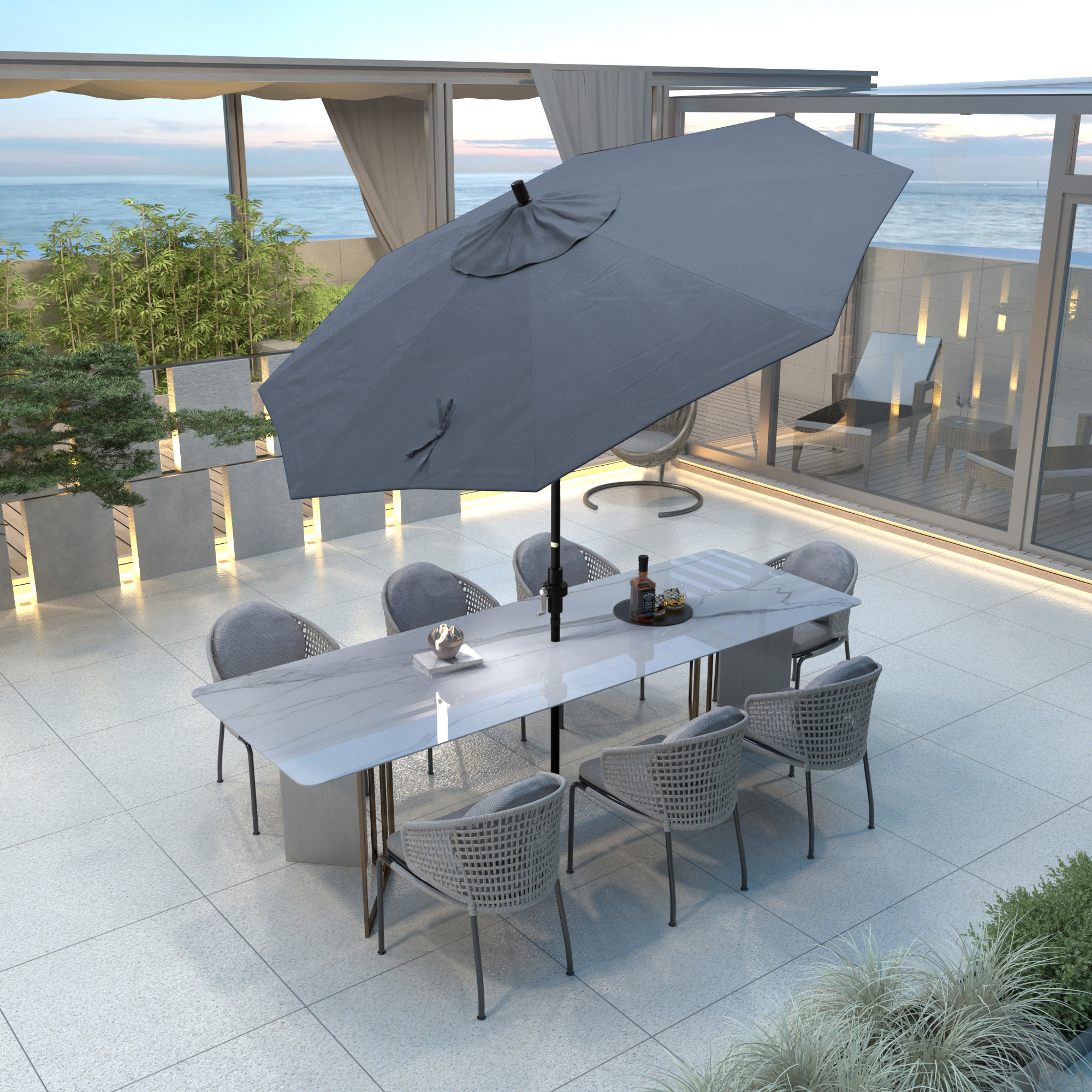 Savi 108'' Outdoor Umbrella, Sapphire Performance Canvas