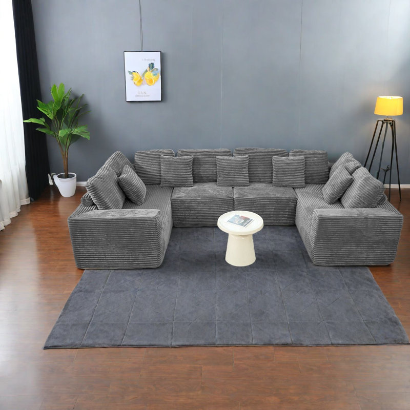 Grand canapé modulaire en velours côtelé modulaire 135,5 pouces Large Compression