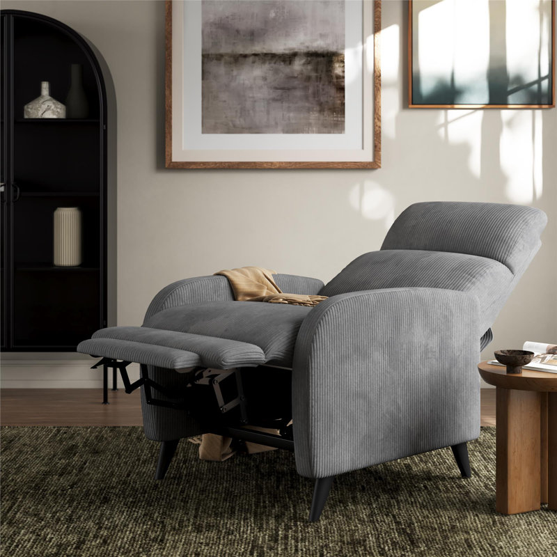 Bagtas Pushback Recliner, Gray Corduroy