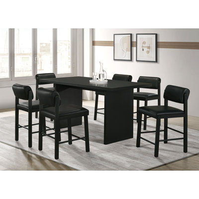 Ensemble de salle à manger rectangulaire Weidar 7 pièces, hauteur comptoir, noir