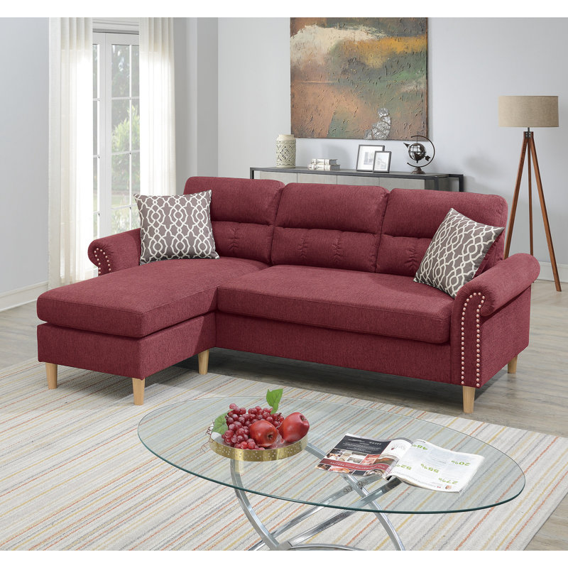 Ensemble de canapé modulaire réversible en polyfibre Paparika, Rouge