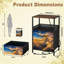 Table de chevet 2 tiroirs avec station de charge, table de chevet avec ports USB et amp; Outlets, tablette ouverte noire, table de chevet avec imprimé coucher de soleil bleu doré