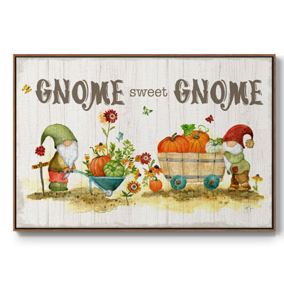 Gnome Sweet Gnome, reproduction d'art sur toile encadrée