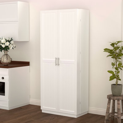 Kitchen Pantry Cabinet White Storage Cabinet Food Pantry With Doors And Adjustable Shelves Freestanding Buffet Cupboards Sideboard For Kitchen, Living by Ophelia & Co.