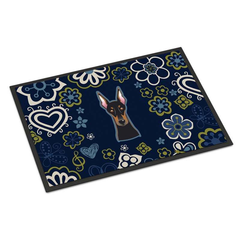 Tapis d'extérieur antidérapant Toluca, L 18 po x L 27 po, Doberman pinscher