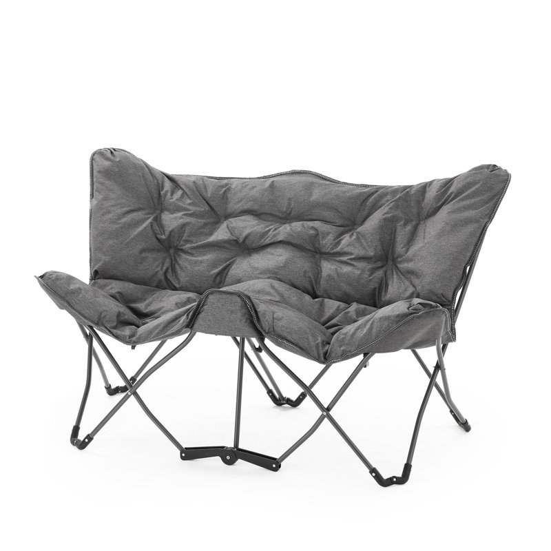 Chaise longue pliante à deux places 2East, Mélange de polyester gris