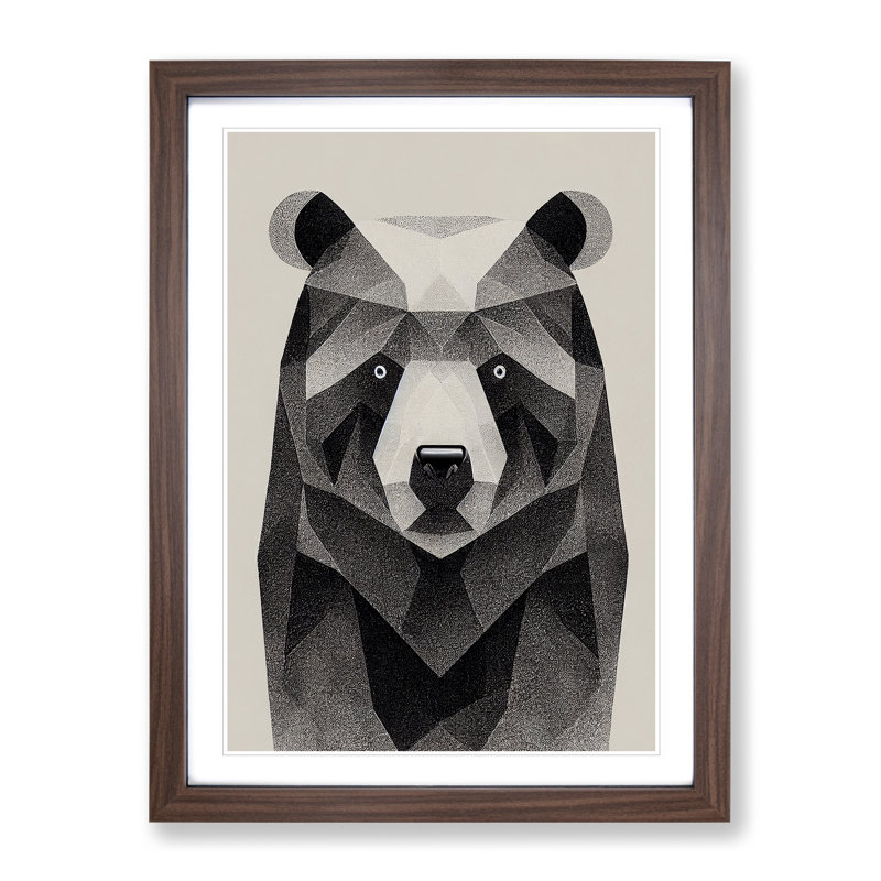 Contemporary Bear No.5 Abstract - Single Picture Frame Print, 34cm H x 25cm W x 2cm D, Brown Framed
