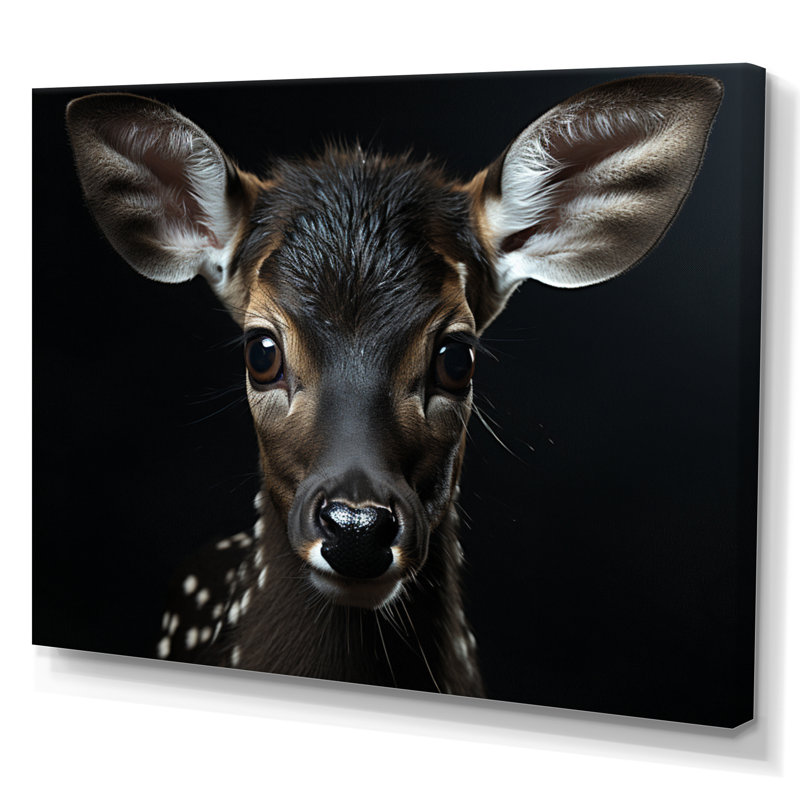 Portrait de cerf noir et blanc - décoration murale cerf, H 34 po x l 44 po x P 1,5 po, Toile tendue