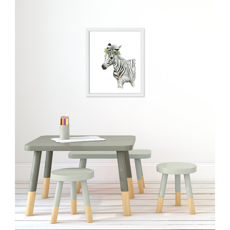 «Savannah Zebra», art encadré, H 26,5 po x l 22,5 po x P 0,625 po, Cadre blanc