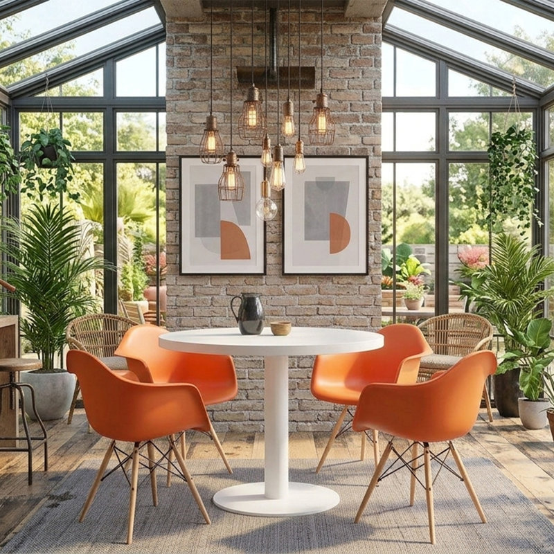 Chaise avec accoudoirs Chaya, Orange