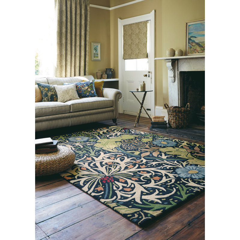 Hand Tufted Floral Area Rug, Rectangle 8'2" x 11'6"