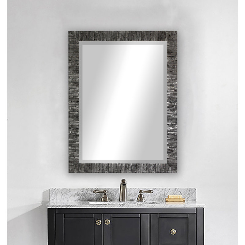 Duval Wood Wall Mirror, 43.5" H x 37.5" W, Silver