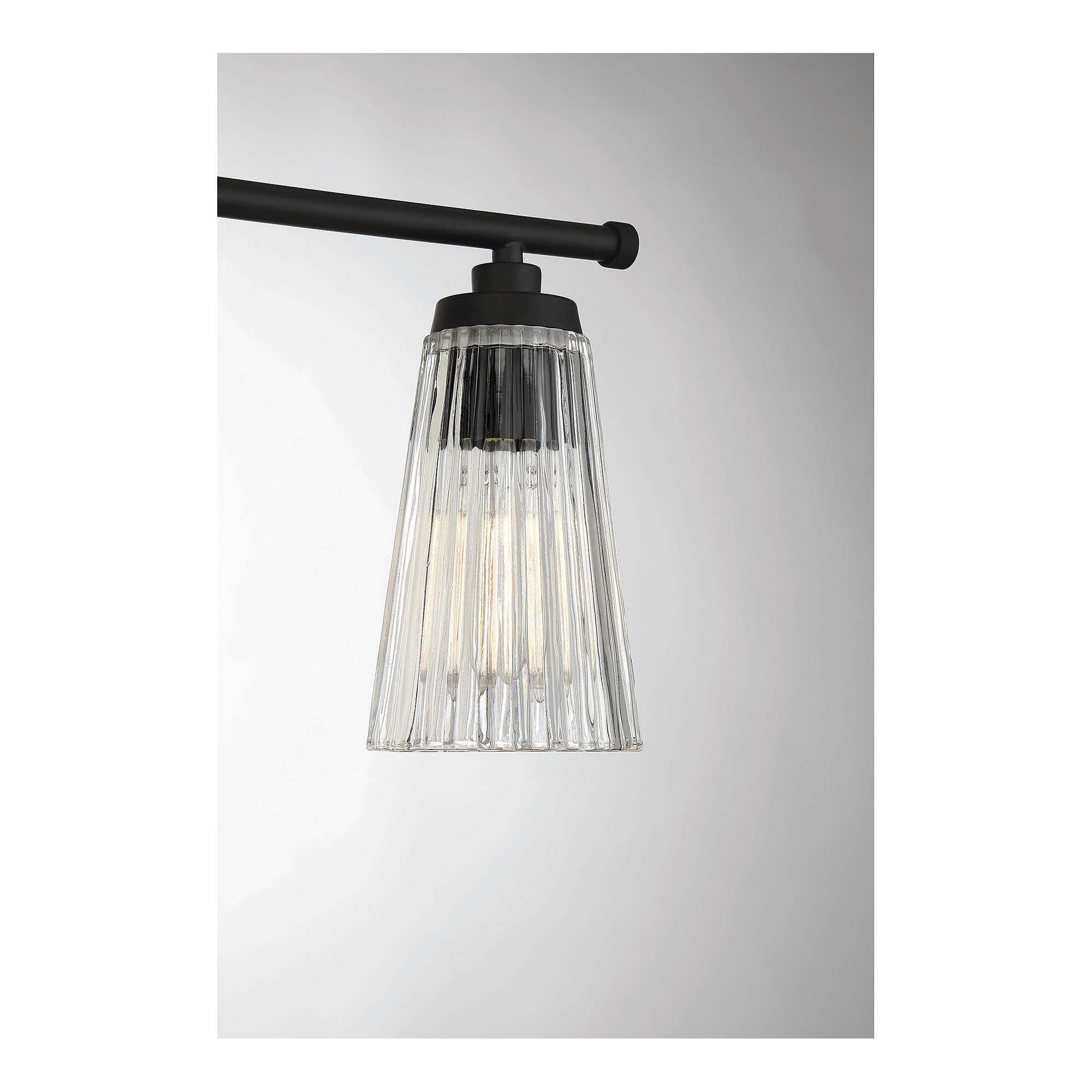 Jeanie Ribbed Dimmable Bath Sconce, Black, 10" H x 30.5" W x 30.5" D, 4 Lights