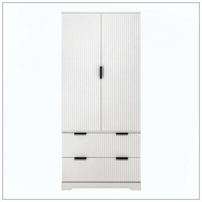 Armoire de cuisine moderne cannelée avec 2 grands tiroirs et 8 étagères à épices, organisateur de rangement autoportant pour salle de bain, salle à manger, bureau, entrée