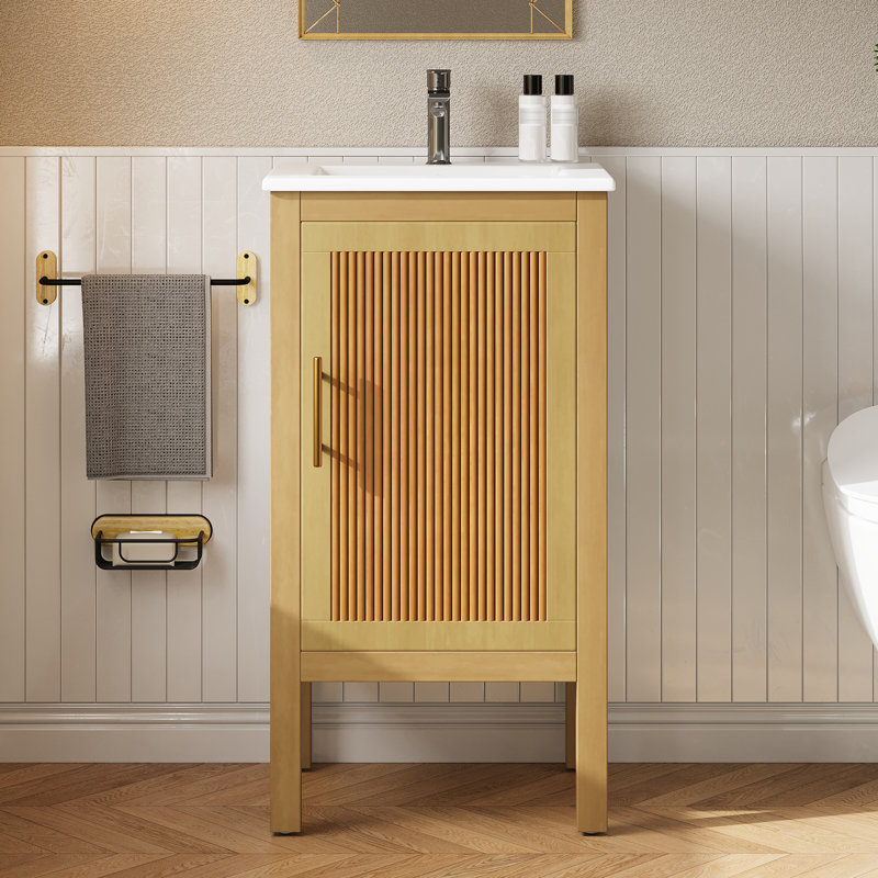 18" Free Standing Single Bathroom Vanity with Storage