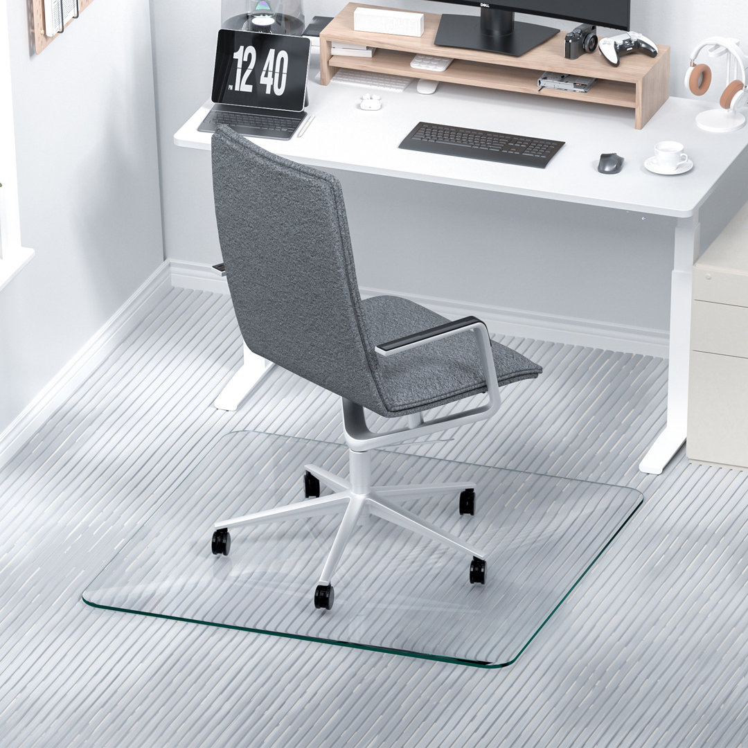 Office Chair Mat for Carpet, Tempered Glass Floor Mat, LY-glassmat LOIGYUR Size: 46" W  x 36" D