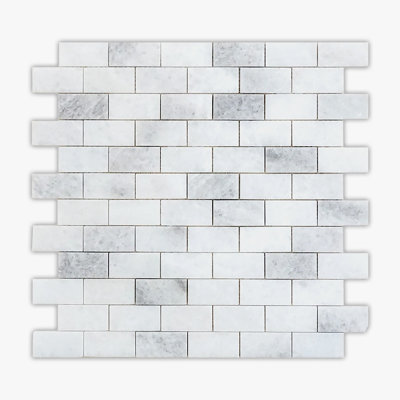 Biarritz blanc poli 1x2 brique marbre mosaïque_Fichier mosaïque_ marbre_ l 12 po x L 12 po x P 0,38 po
