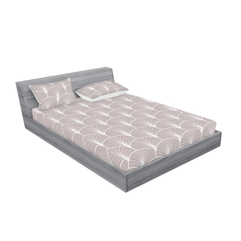 Microfiber Floral Sheet Set, Full Sheet Set with 2 Pillowcases, Warm Taupe