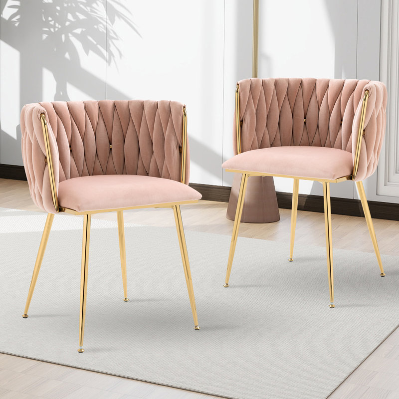 Evanni Velvet Upholstered Metal Side Chair, Pink, 2