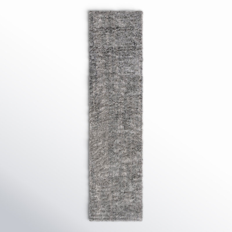 Elizzie Hand Tufted Wool/Cotton Solid Color Rug in Grey, Runner 2'3" x 9'