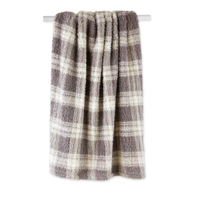 FARMHOUSE PLUSH PLAID THROW Hand Woven Throw Blanket