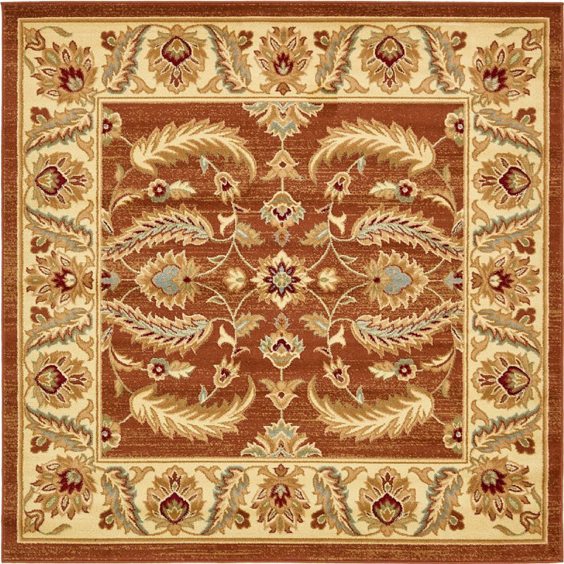 Brun oriental/jaune Tapis décoratif Odyssey, Carré 4 pi