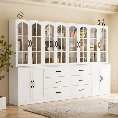 Très grande armoire de présentation 94 po avec buffet et huche de style campagnard 94 po avec tiroirs de rangement pour la cuisine, la salle à manger et le bureau personnel