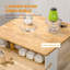 Îlot de cuisine avec armoire de rangement et plateau de table en bois d'hévéa à 2 niveaux, table d'îlot avec tablettes et tiroirs réglables, blanc
