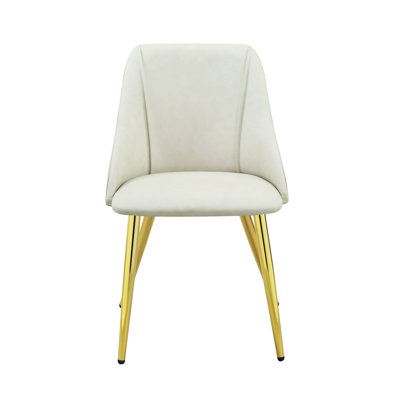 2 chaises de salle à manger en cuir synthétique blanc - contemporain avec rembourrage en mousse, pieds en métal, protection de plancher 20 po x 20 po x 33 po, coussin de dossier moderne moelleux de 25 lb et 2 coussins anti-rayures