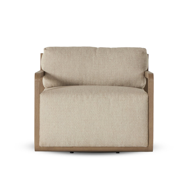 Stroud Outdoor Teak Swivel Lounge Chair, Faye Sand