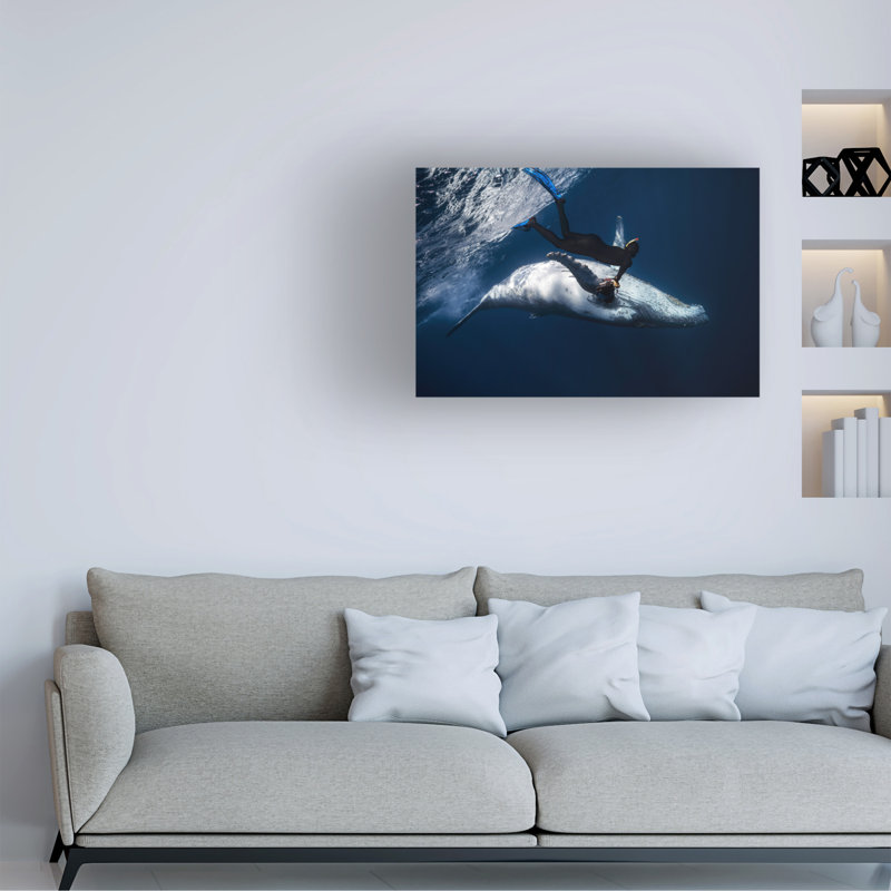 Art sur toile «bolathieu Gabriel dansant avec baleine», H 16 po x l 24 po