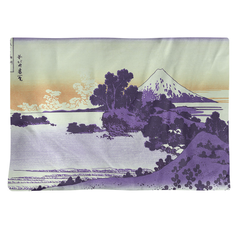 Napperon Katsushika Hokusai Shichiri, province de Sagami, Mauve et orange, Polyester sergé