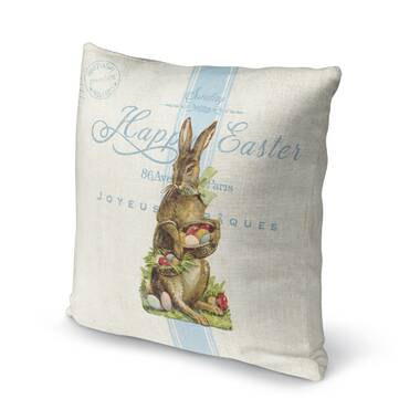 Aurigate Spring Easter Pillow Covers 18x18 Set of 4, Rabbit Bunny Decorative Throw Pillow Covers, Farmhouse Outdoor Pillowcase Holiday Linen Cushion