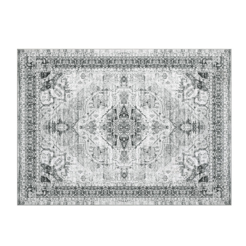8×10 Washable Area Rugs Vintage Rug Boho Super Foldable Rugs for Bedroom Living Room Kids Room, Blue, Rectangle 8' x 10'
