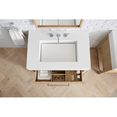 Craft Series Integrated Basin Vanity Top, 36"" x 6"" x 23"", Center Integrated Sink, Matte White, Three Hole -  Robern, TA36MCO102-8CS8