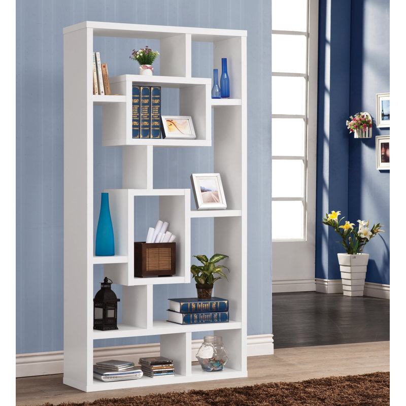 Bibliothèque géométrique H 70,75 po x l 35,5 po Germya, Blanc