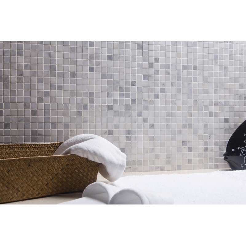 12" x 12" Marble Grid Mosaic Wall & Floor Tile, Cream