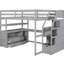Lit mezzanine double avec bureau, tablettes et escalier