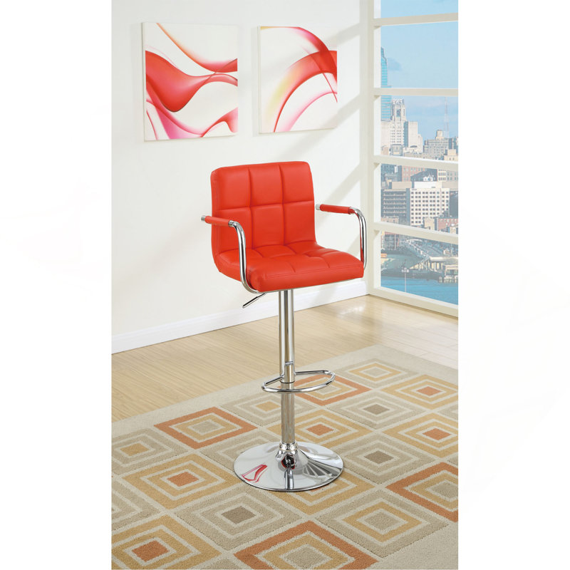 Tabouret de bar en similicuir rouge de style contemporain, ensemble de 2 tabourets de cuisine à hauteur réglable pour îlot de cuisine