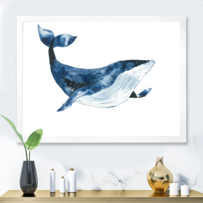 " Blue Sperm Whale On White VI " Painting Print