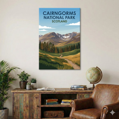 Cairngorms National Park, Scotland - Romantic Highlands Travel Poster. Giclee Print On Wrapped Canvas. Wall Art, Home Decor - Regions & Scenic Areas, Scotland - Wrapped Canvas Print