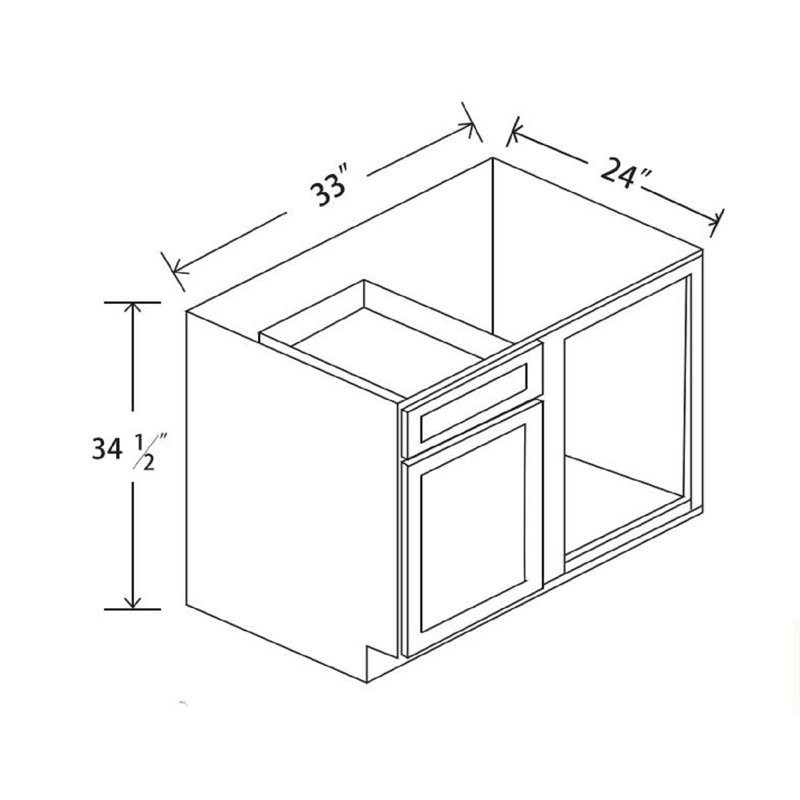 Armoire de coin de 33 pouces de style Shaker