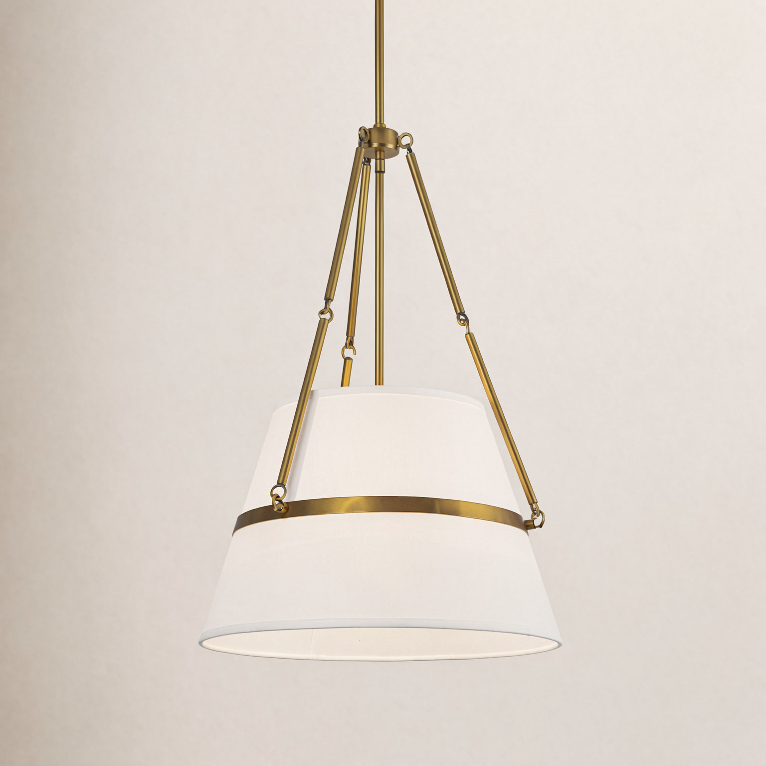 Oliver Single Light Linen Pendant, Aged Gold/White Linen