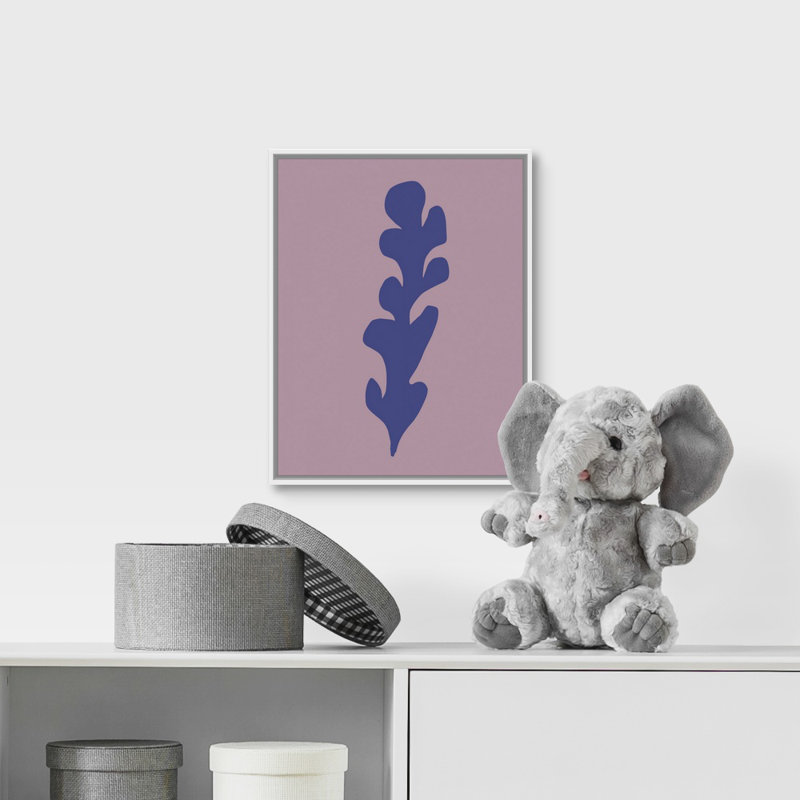 « varech viii kids », art encadré, Cadre flottant blanc avec toile / mauve / rose, H 14 po x l 11 po x P 1,2 po