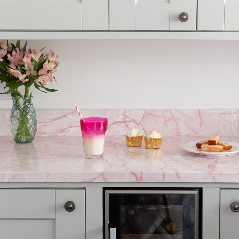 Neace 2m x 67.5cm Peel & Stick Wallpaper Roll, Marble Pink