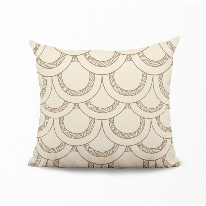 Polyester Throw Square Indoor/Outdoor Pillow Cover & Insert, Beige, 15W" x 15H"