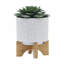 5" CHEVRON PLANTER W/ STAND, WHITE